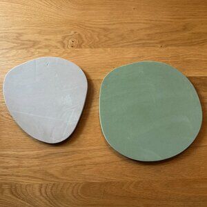 Corkboard Pebble Shape Wall Display, Set of 2, Green & Grey